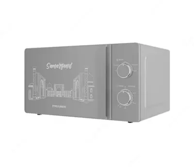 Микроволновая печь "PREMIER Solo PRM-20MW/KS1-W" (Серебристая+декор) 20 литров