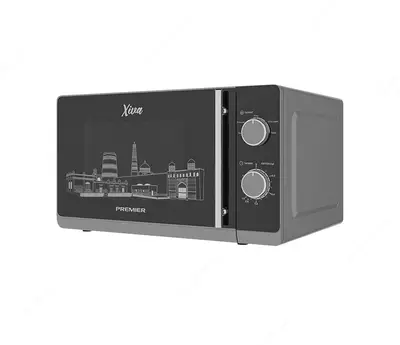 Микроволновая печь "PREMIER Solo PRM-20MW/KS1-В" (Черная+декор) 20 литров