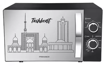 Микроволновая печь "PREMIER Solo PRM-20MW/KS2-В" (Черная+декор) 20 литров