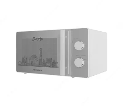 Микроволновая печь "PREMIER Solo PRM-20MW/KS3-W" (Серебристая+декор) 20 литров