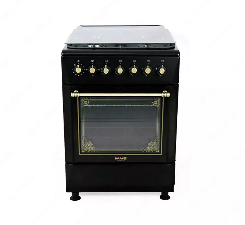 Газовая плита "Immer F01" (Черная/Золотистая) 60 см