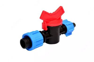 Мини кран для капельной трубки и ленты 16 мм