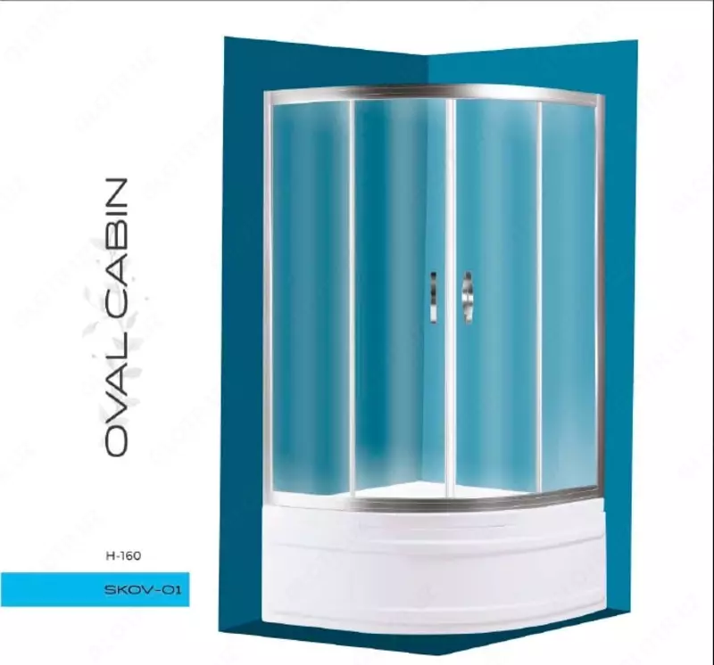 Овальная душевая кабина H160 (100x100 - черный профиль) SKOV-01