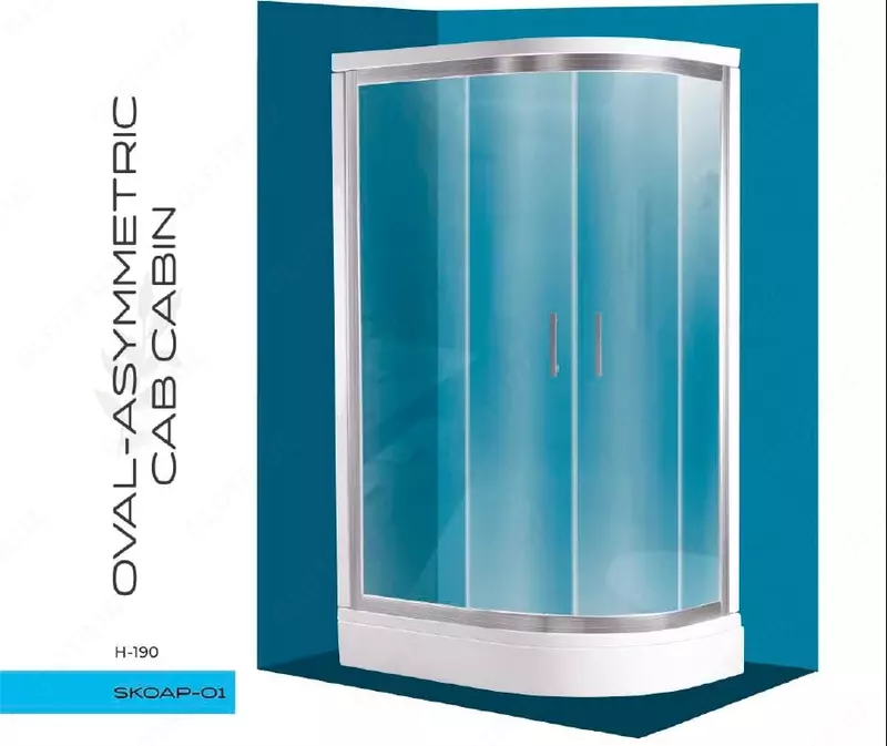 Овальная ассиметричная душевая кабина H190 (80x120) SKOAP-01