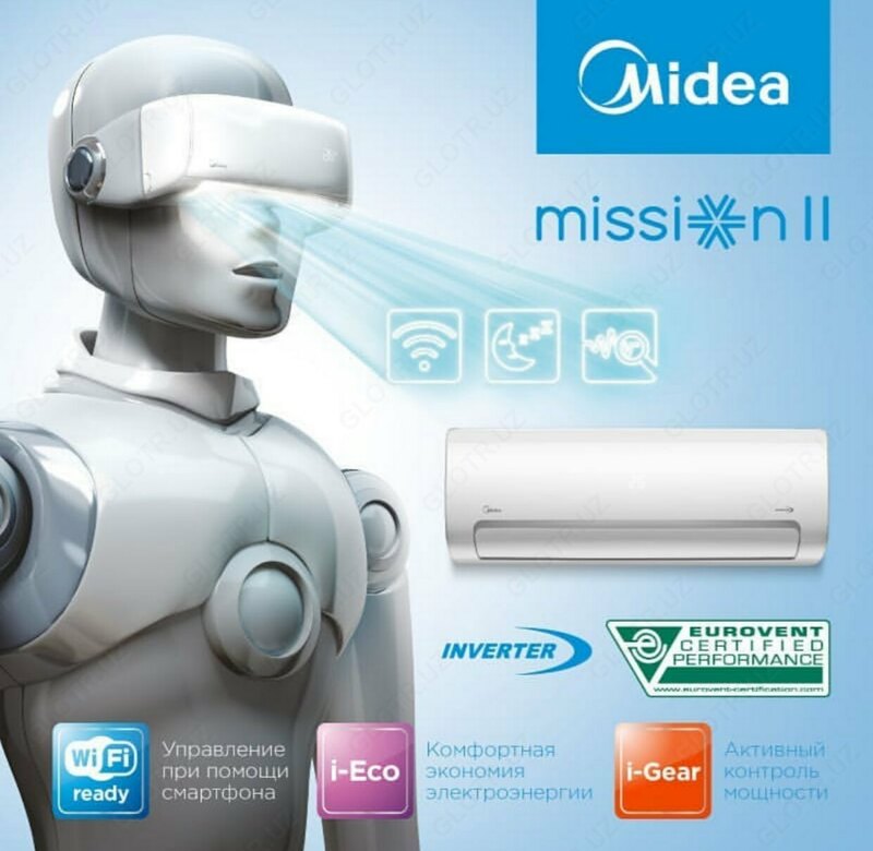 Konditsioner Midea Mission * Inverter ** Past kuchlanish 24 dan 70 m2 gacha