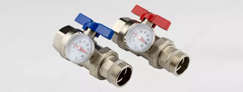  ШАРОВЫЕ КРАНЫ ПОЛУСГОНОМ ПРЯМОЙ С ТЕРМОМЕТРОМ D-25 - 