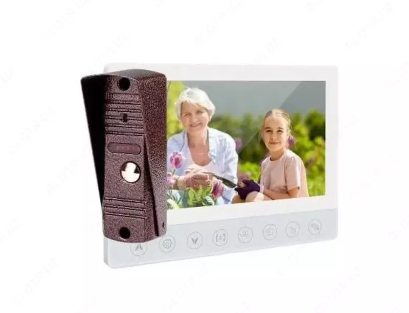 Interkom va eshik qulfi ZKTEco VK07-A01 (toplam) Oq/jigarrang