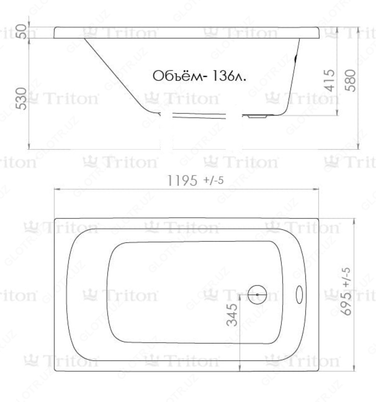 Акриловая ванна Triton "Стандарт 120 ук" (Россия) - от 1 912 500 сум