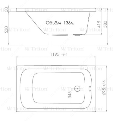 Акриловая ванна Triton "Стандарт 120 ук" (Россия) - от 1 912 500 сум / шт.
