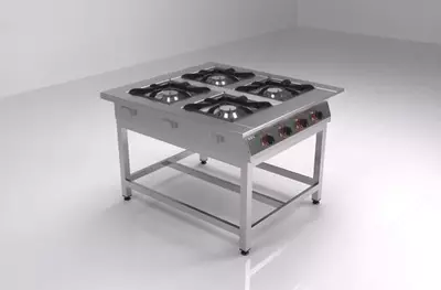 Промышленная газовая плита (4 конфорки) "Kitmach" горелки 400 х 400 мм