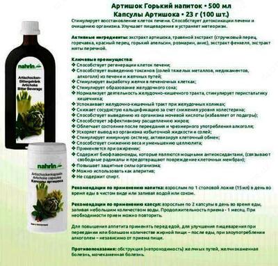 Shveytsariya uchun artishok kapsulalari