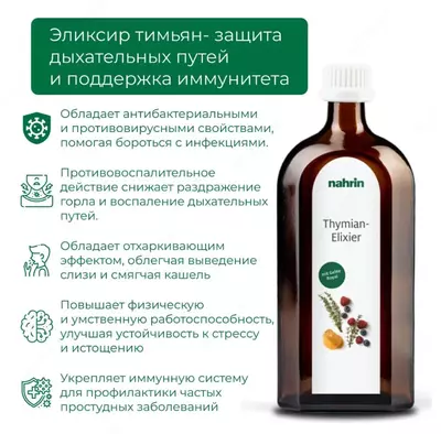 Эликсир «Тимьян» от кашля и паразитов Swiss Nahrin, Швейцария