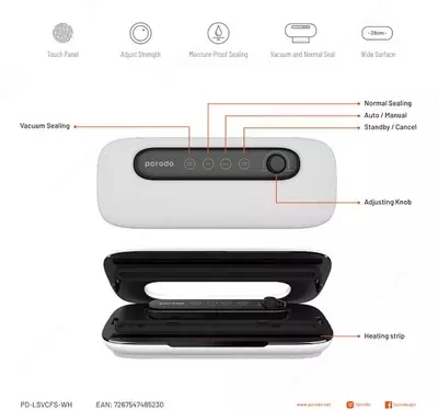 Вакуумный упаковщик Porodo PD-LSVCFS-WH Lifestyle