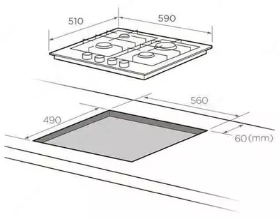 Встраиваемая газовая панель независимая Midea MG606B