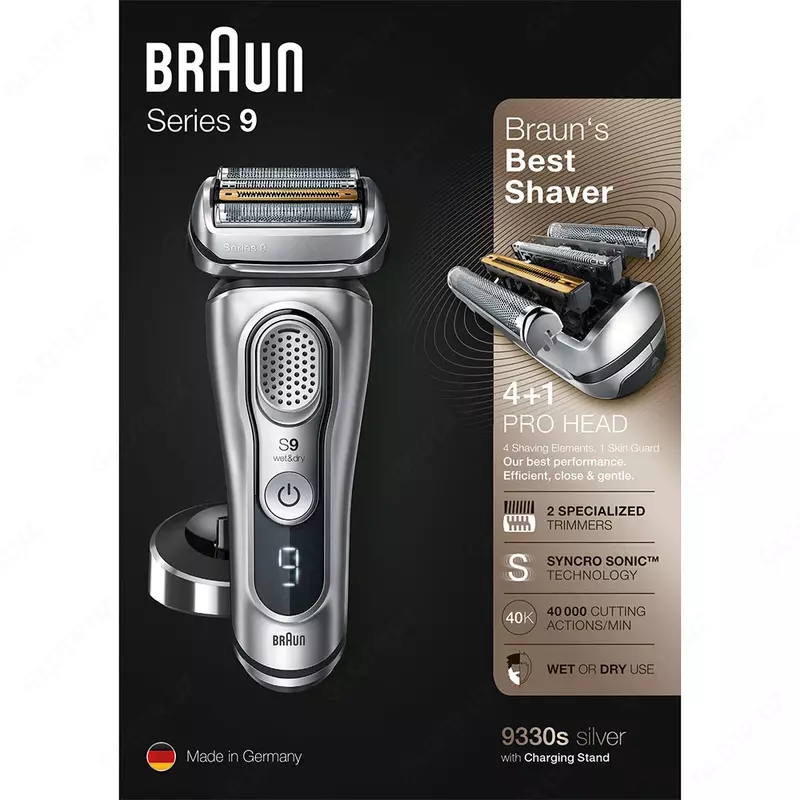 Электробритва Braun Series 9 9350s с зарядной станцией и тканевым футляром