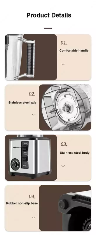 3 литровый Блендер промышленный + кофемолка BARDEFU BF-2035