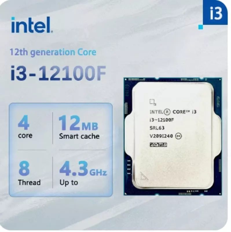 Процессор Intel Core i3-12100F, 3.3 GHz