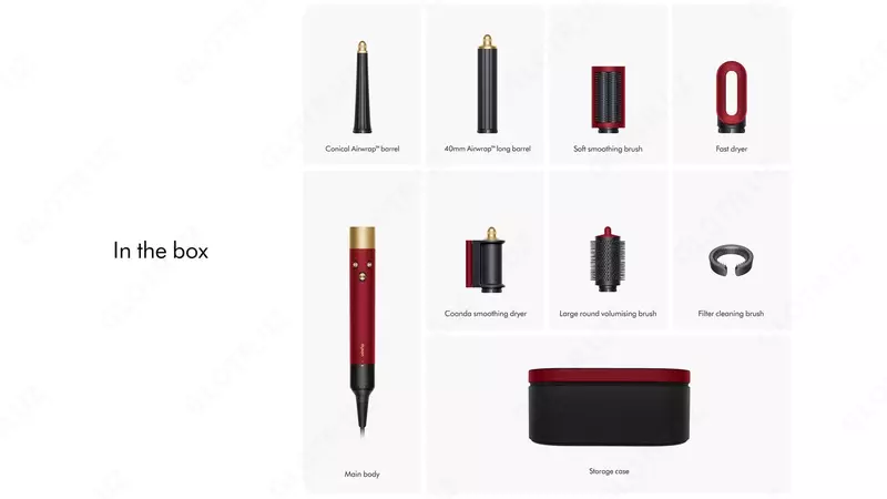 multi-styler va sochlarini fen mashinasi qizil Baxmal va oltin ranglarda Dyson id HS08 Red velvet