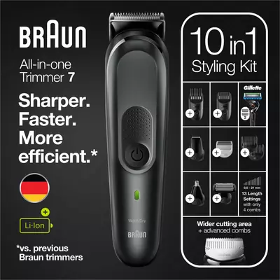 Universal trimmer Braun MGK7330, 10-in-1 + Gillette ustara