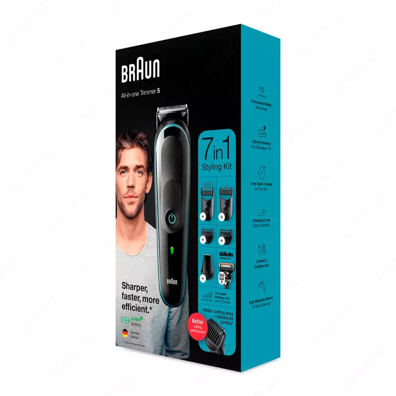 Universal trimmer Braun MGK5345, 7-in-1 + Gillette ustara