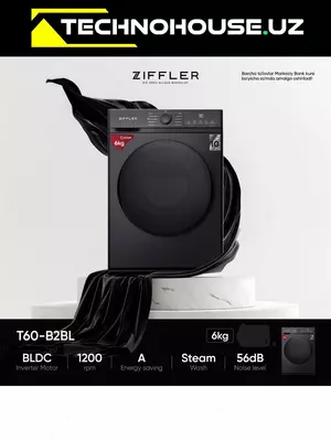 Стиральние машинки ZIFFLER T60-B2BL Invertor