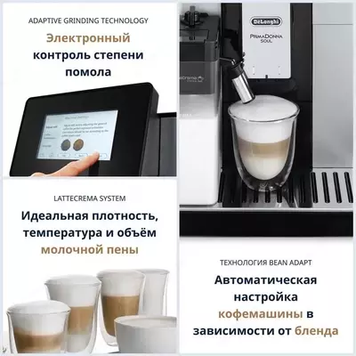 Кофемашина DeLonghi ECAM610.55.SB PrimaDonna SOUL TECHNOHOUSE