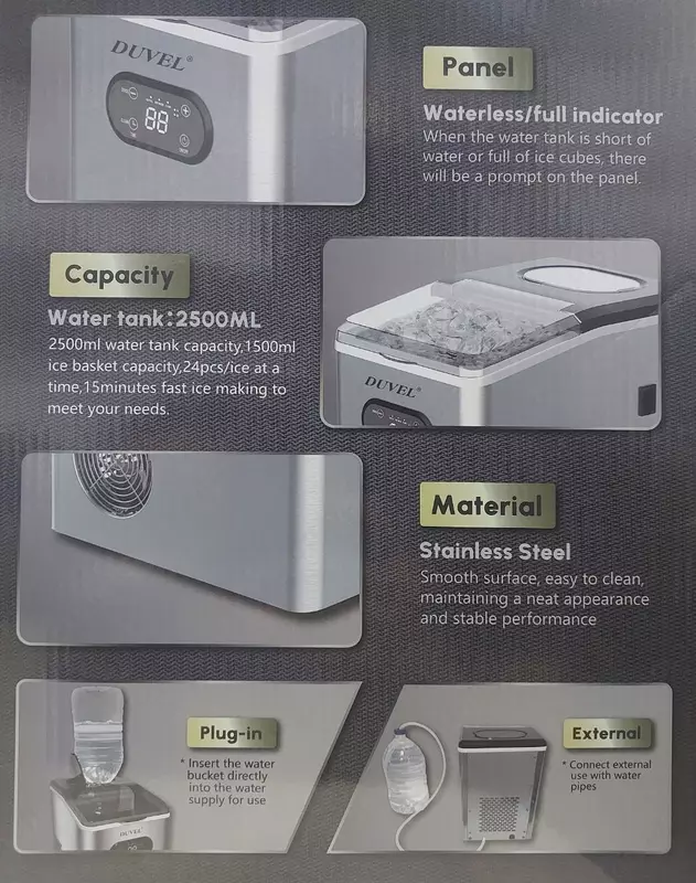 Льдогенератор кубикового льда для кафе и дома 20,25 кг в сутки