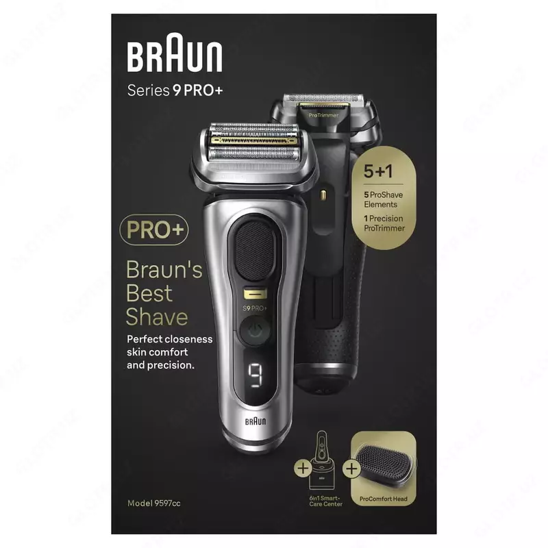 Электробритва Braun Series 9 Pro+ 9597CC. см с системой SmartCare 6-в-1 и головкой ProComfort, серебристая.