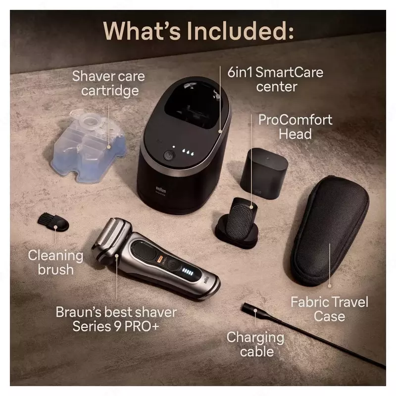 Электробритва Braun Series 9 Pro+ 9597CC. см с системой SmartCare 6-в-1 и головкой ProComfort, серебристая.
