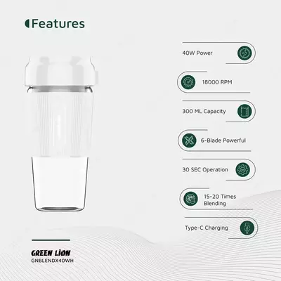 Портативный блендер для смузи fresh juice Green lion.