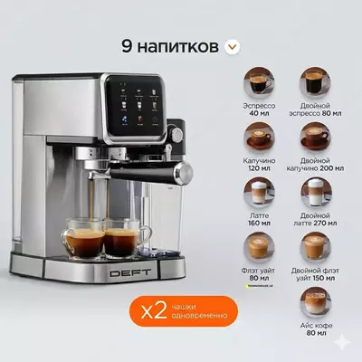 капсульная и Рожковая кофемашина кофеварка DEFT DT009 Кофемашина 3 в 1