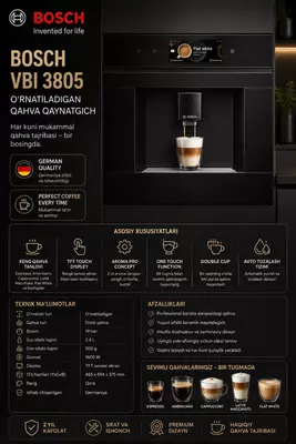 Bosch CTL7181B0 o‘rnatiladigan qahva mashinasi