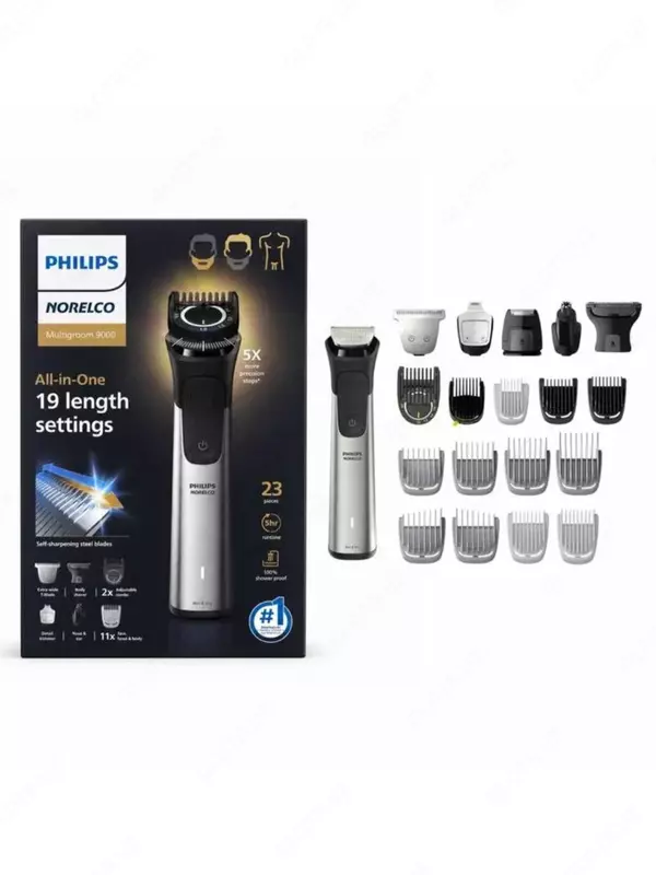 Universal trimmer Philips 9500/50 19 in 1 , 22 ta detal: yuz, bosh va tana