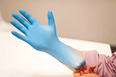 Nitril steril bo'lmagan ko'k qo'lqoplar (1-9 dona)