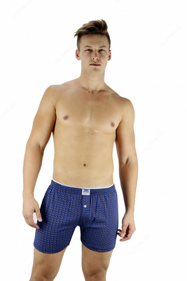 Мужские боксеры однотонные серого, красного, синего цветов с пуговичкой