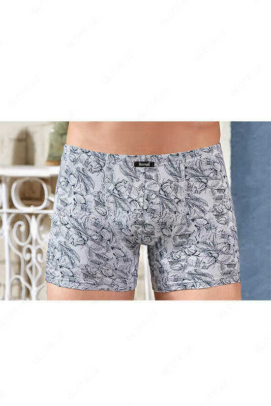  Мужские боксеры однотонные серого цвета с цветочками - 