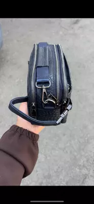 Мужская кожаная сумка через плечо в стиле крокодил