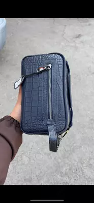 Мужская кожаная сумка через плечо в стиле крокодил