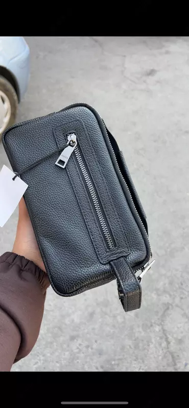 Мужская кожаная барсетка Hermes в чёрном цвете - 375 000 сум