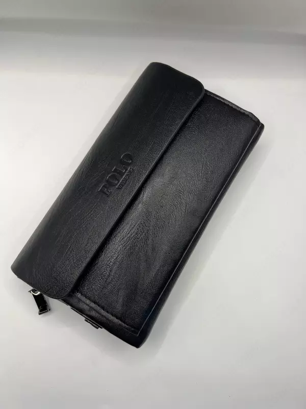 Мужской эко кожаный портмоне Polo в чёрном цвете