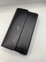 Мужской кожаный портмоне Hermes в чёрном цвете