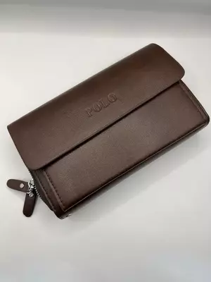 Мужской кожаный портмоне Polo в коричневом цвете.