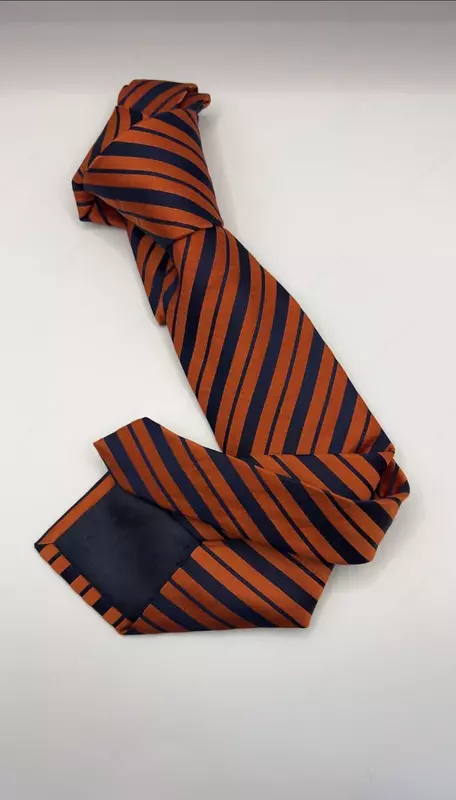 Мужской галстук тёмно-синего цвета с оранжевыми полосами (Турция)