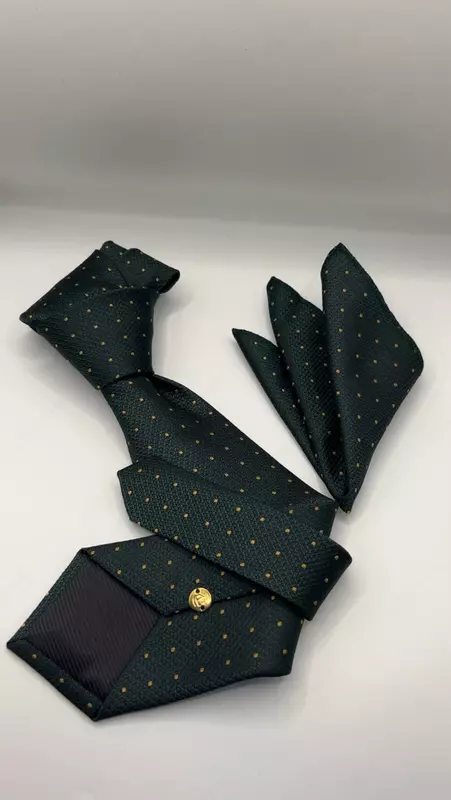 Мужской галстук зелёного цвета с мелкими точками (Турция)