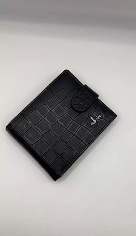 Мужской портмоне из экокожи с молнией — чёрный цвет