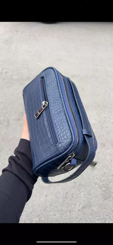 Мужская сумка Барсетка Hermès стиль (тёмно-синяя