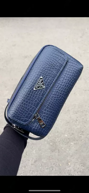 Мужская сумка Prada стиль (тёмно-синяя