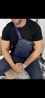 Мужская сумка через плечо Guard стиль (тёмно-синяя) кожа
