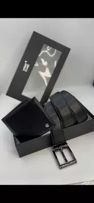 Montblanc Meisterstück qora teri kamari va hamyoni