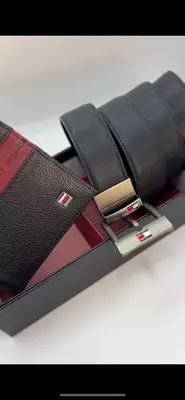 Кожаный ремень и портмоне Tommy Hilfiger чёрного цвета